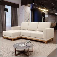 Sofá Kayrós 200cm 3 Lugares Com Chaise Direito D05 Linho Bege - Mpozenato - 6