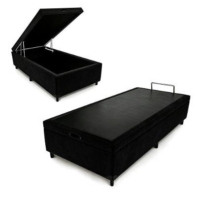 Cama Box com Baú Casal Box Baú Max Ultra Estrutura em Madeira com Baú Pneumático Preto Maxispuma