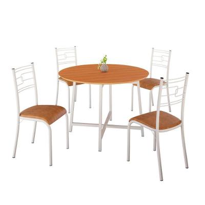 Conjunto Sala de Jantar Ella 4 Cadeiras Tampo MDF Base Aço 90CM