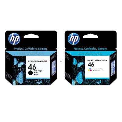 Cartucho de Tinta HP 46 Kit 2 Cores Preto e Color com CZ637AB CZ638AB Original para Deskjet 2529