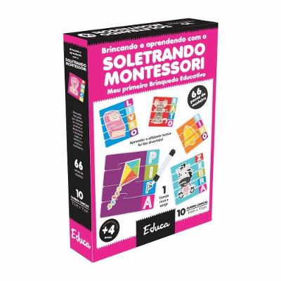 Brinquedo Educativo Soletrando com Quebra-Cabeças e Caneta Risca e Apaga 66 Peças