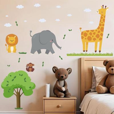 Adesivo de Parede Safari Savana com 36 Recortados Bege para Decoração Infantil e Aplicação Simples