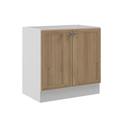 Balcão de Cozinha Berlim 2 Portas MDP 80CM Carvalho e Branco Ditália Móveis