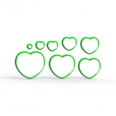 Cortador Kit Coração Oval Plástico PLA 1CM a 7,5CM Kit 8 Peças HB Formas e Cortadores