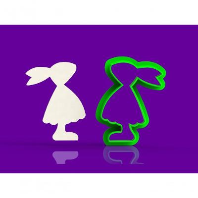 Cortador Coelho Coelhinha Mod 1 Plástico PLA 7CM Kit 1 Unidade HB Formas e Cortadores