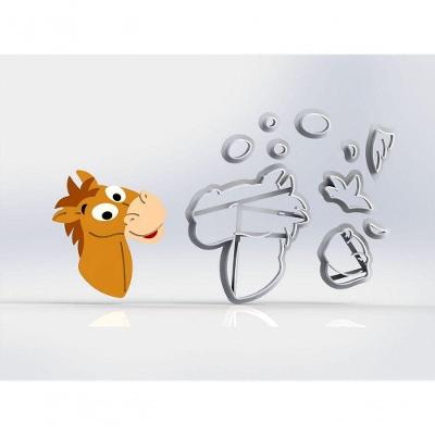 Cortador Cavalo Bala no Alvo Modular Plástico PLA 7CM Transparente HB Formas e Cortadores