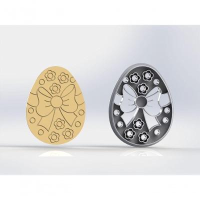Cortador de Ovo Mod 2 Plástico PLA 7CM Branco com Laço HB Formas e Cortadores