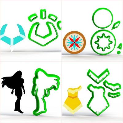Cortador Kit Pocahontas Mod 2 Plástico PLA 6CM Transparente Kit com 4 Unidades HB Formas
