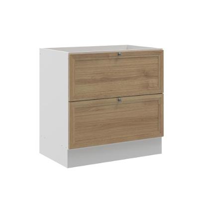 Balcão de Cozinha Berlim 2 Gavetas MDP 80CM Carvalho e Branco Ditália
