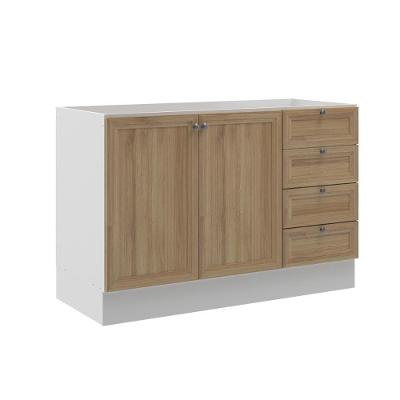 Balcão de Cozinha Berlim 2 Portas 4 Gavetas MDF-MDP 119.8CM Carvalho e Branco Ditália