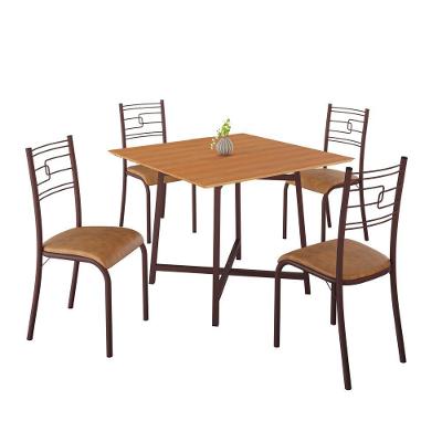 Conjunto Sala de Jantar Ella 4 Cadeiras Tampo MDF Base Aço 90CM