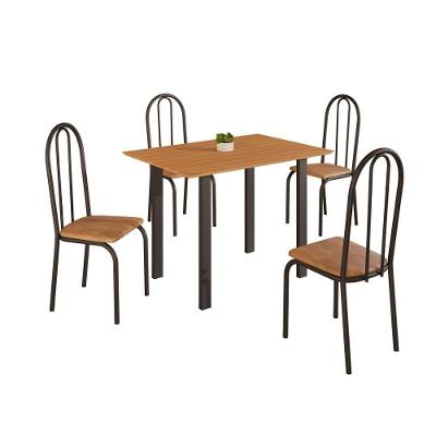 Conjunto Sala de Jantar Mila 4 Lugares Tampo em MDF Cadeiras Ilhabela Preto 93CM