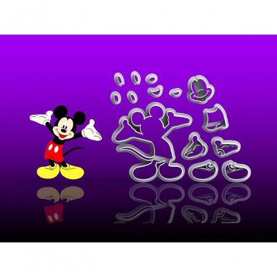 Cortador Mickey de Costas Frente Silhueta Modular Plástico PLA 8CM 1 Unidade HB Formas e Cortadores