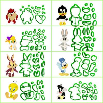 Cortador Looney Tunes Baby Plástico PLA 8CM Transparente Kit com 8 Modelos HB Formas e Cortadores