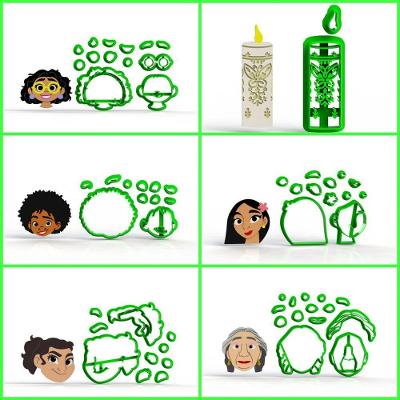 Cortador Encanto em Plástico PLA com 6 Modelos Personagens e Vela Kit 6 Unidades HB Formas