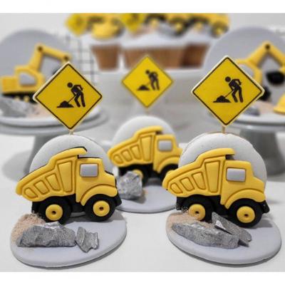 Cortador para Confeitaria Obra Construção Caminhão Caçamba Modular Plástico PLA 7CM Branco HB Formas