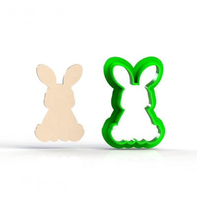 Cortador Coelho Sentado Silhueta Mod 2 em Plástico PLA 8CM Branco HB Formas e Cortadores