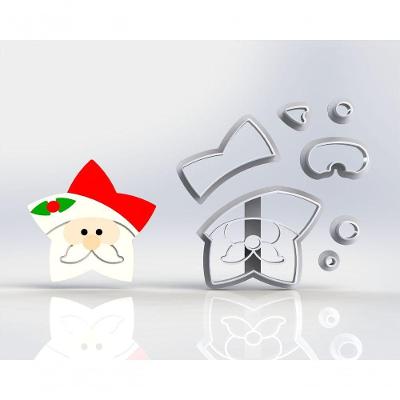 Cortador Papai Noel Plástico PLA 5CM Kit com 1 Unidade HB Formas e Cortadores