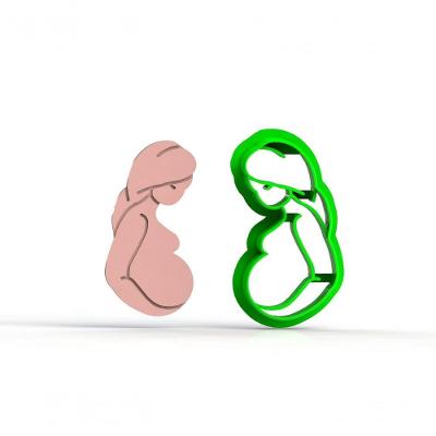 Cortador Mamãe Grávida Mod 2 Plástico PLA 7CM Branco 1 Unidade HB Formas e Cortadores