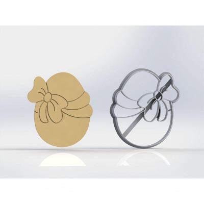 Cortador Ovo com Laço Plástico PLA 7CM Branco HB Formas e Cortadores