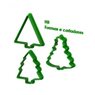 Cortador Kit Árvore de Natal 3 Modelos Plástico PLA 8CM Transparente HB Formas e Cortadores