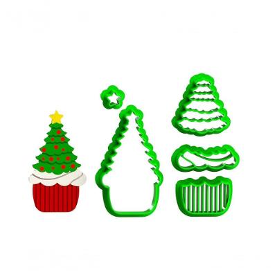 Cortador Natal Árvore Cupcake Modular Plástico PLA Transparente 5CM 1 Unidade HB Formas e Cortadores