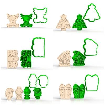 Cortador Kit Natal P Biscoito Mod 1 em Plástico PLA 5CM 7 Modelos Corta e Marca HB Formas