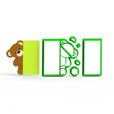 Cortador Moldura Urso Ursinho Placa Plástico PLA Branco 8CM 1 Unidade HB Formas e Cortadores
