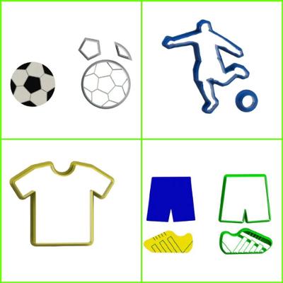 Cortador Kit Futebol Mod5 Plástico PLA 5CM 5 Modelos HB Formas e Cortadores