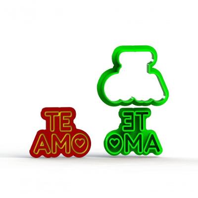 Cortador para Biscoito Te Amo 4CM Plástico PLA com Corta e Marca HB Formas e Cortadores