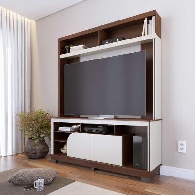 Estante para Tv Belaya 2 Portas 2 Prateleiras MDP 15mm 160CM Nogueira Real e Off White Matte