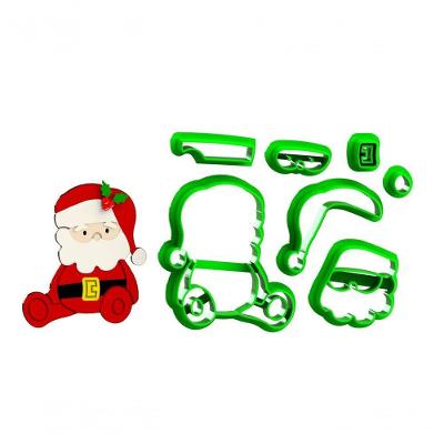Cortador Natal Papai Noel Sentado Modular Plástico PLA Branco 7CM 1 Unidade HB Formas e Cortadores