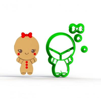 Cortador Natal Menina Biscoito de Gengibre Mod 2 em Plástico PLA 7CM HB Formas e Cortadores