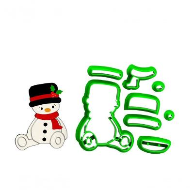 Cortador Natal Boneco de Neve Sentado Modular Plástico PLA Branco 8CM HB Formas e Cortadores