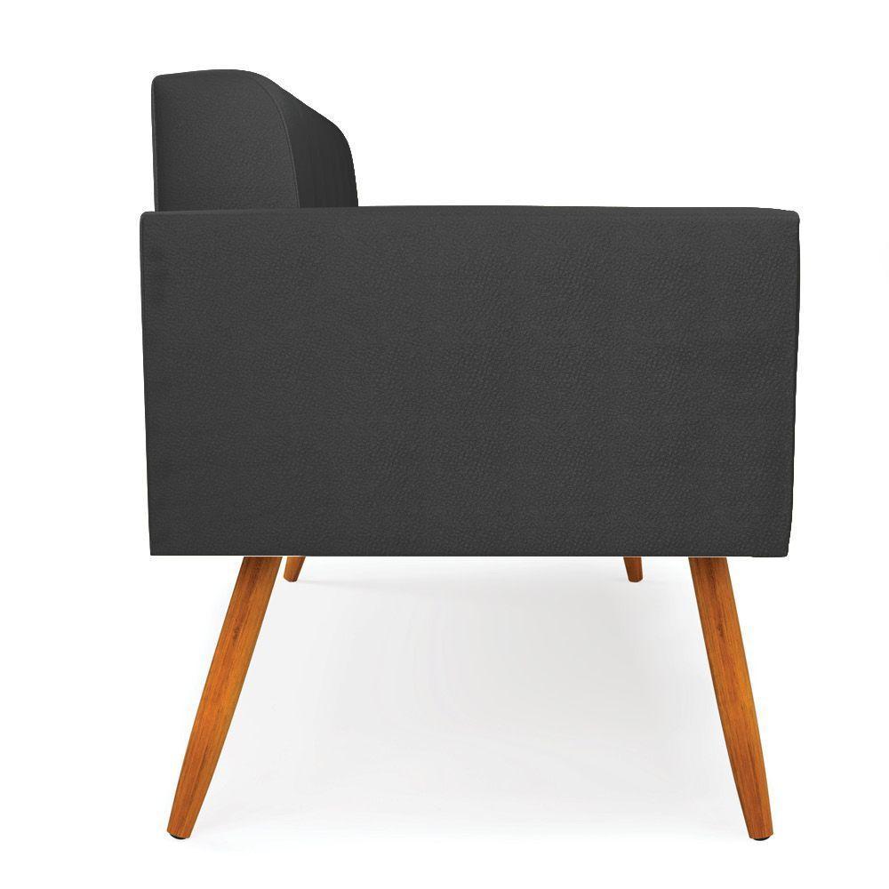 Sofá Namoradeira Elisa Corino Preto Pés Palito Castanho - D'rossi - 3