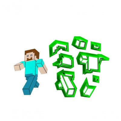 Cortador Minecraft Personagem Corpo 1 Plástico PLA 5CM Transparente HB Formas e Cortadores