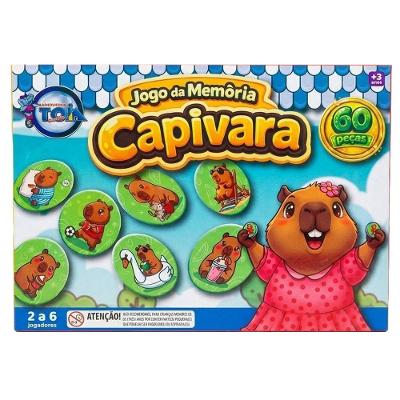 Jogo da Memória Capivara Infantil Educativo Ilustrações Exclusivas Bege Toia