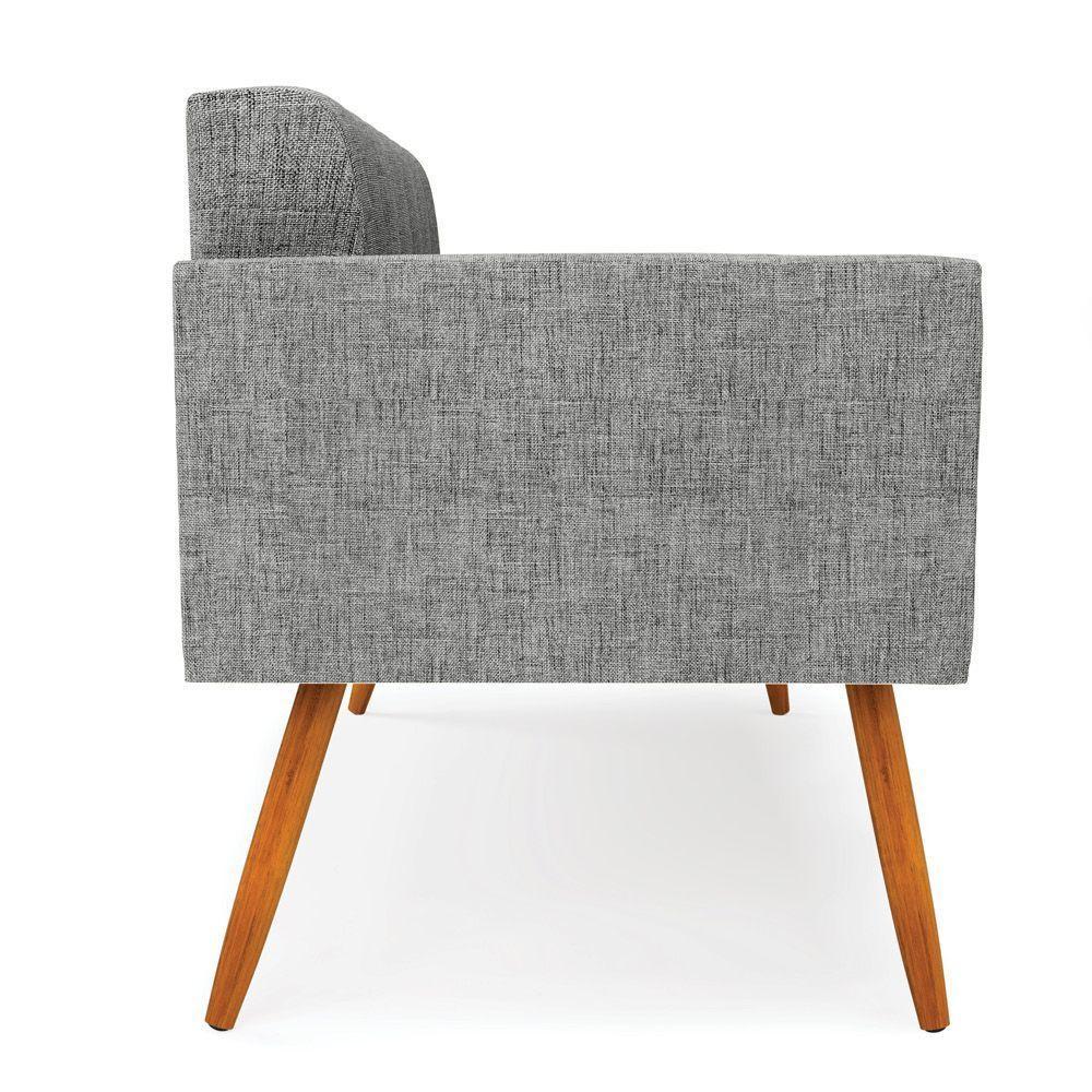 Sofá Namoradeira Elisa Linho Pés Palito Castanho - D'rossi Cor A26 Grafite - 2