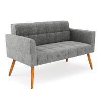 Sofá Namoradeira Elisa Linho Pés Palito Castanho - D'rossi Cor A26 Grafite - 1