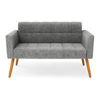 Sofá Namoradeira Elisa Linho Pés Palito Castanho - D'rossi Cor A26 Grafite - 7