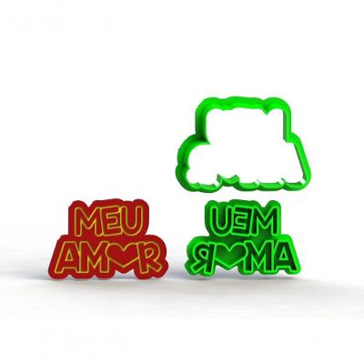 Cortador Meu Amor Plástico PLA 4CM com Corta e Marca HB Formas e Cortadores