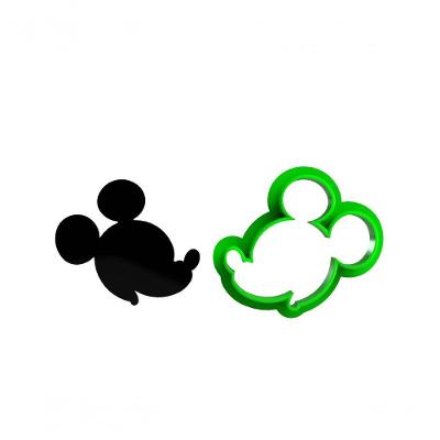 Cortador Mickey Rosto Silhueta em Plástico PLA 5CM HB Formas e Cortadores