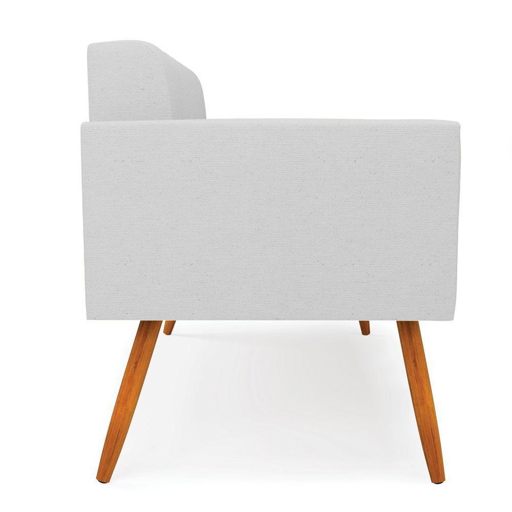 Sofá Namoradeira Elisa Linho Pés Palito Castanho - D'rossi Cor A05 Cinza - 2