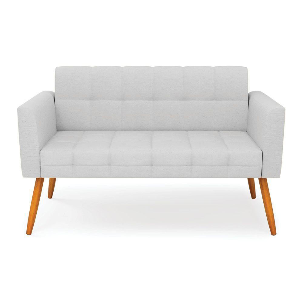 Sofá Namoradeira Elisa Linho Pés Palito Castanho - D'rossi Cor A05 Cinza - 5