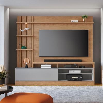 Estante Home Theater Maceió 1 Porta 4 Prateleiras MDP 200CM Freijó e Cinza Fosco