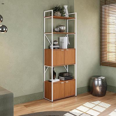 Estante Alta 4 Portas 4 Prateleiras MDP 70CM Marrom e Branco