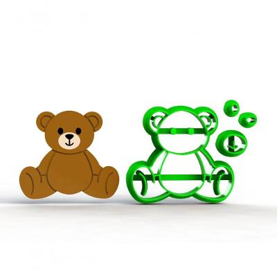 Cortador Urso Sentado Ursinho Modular Plástico PLA 7CM Kit com 1 Unidade HB Formas e Cortadores
