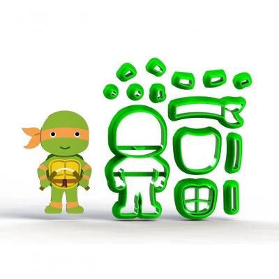 Cortador Tartaruga Ninja Mod 1 Plástico PLA 7CM Cor Sortida HB Formas e Cortadores