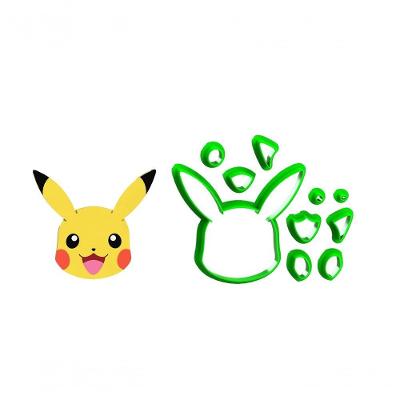 Cortador Pikachu Rosto Modular Plástico PLA 8CM Amarelo HB Formas e Cortadores