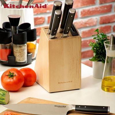 Bloco de Facas Gourmet 5 Peças Aço Inox Design Sofisticado para Cozinha Preto Kitchenaid